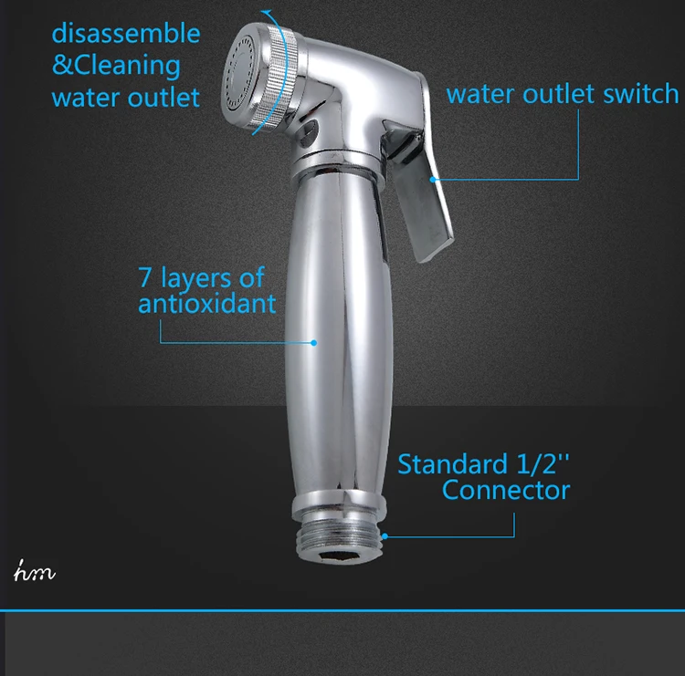 Wholesale Bathroom Brass Muslim Shower Toilet Hot Coll Water Handheld Shattaf Bidet Set with Non-toxic PVC Hose Pipe