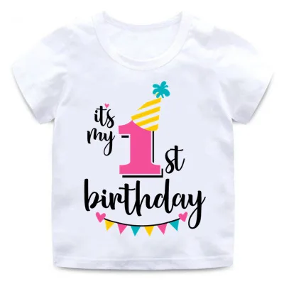 Camiseta con estampado cumpleaños para niños y niñas, ropa infantil de corta From m.alibaba.com
