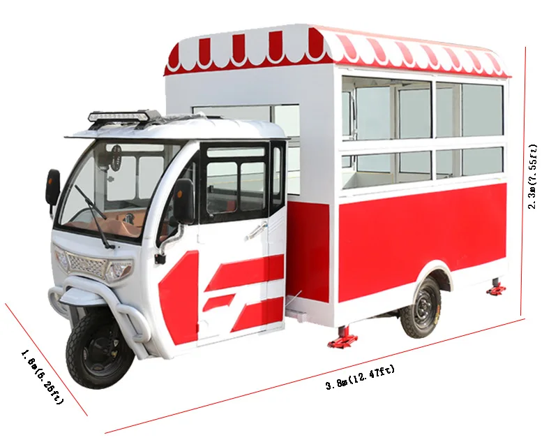 Three Wheels Electric Scooters Food Cart Mobile Fast Food Tricycle For