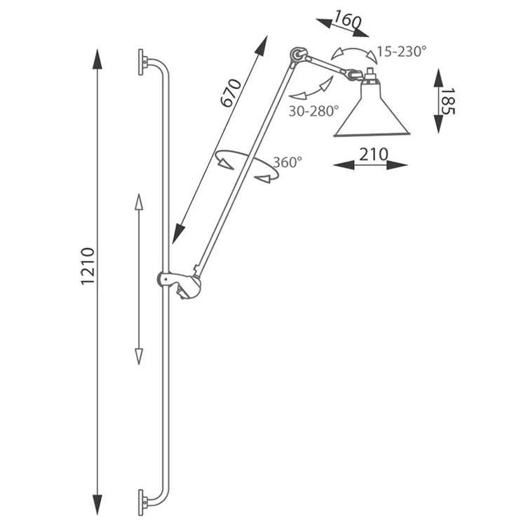 Hot selling vintage black swing arm wall led light