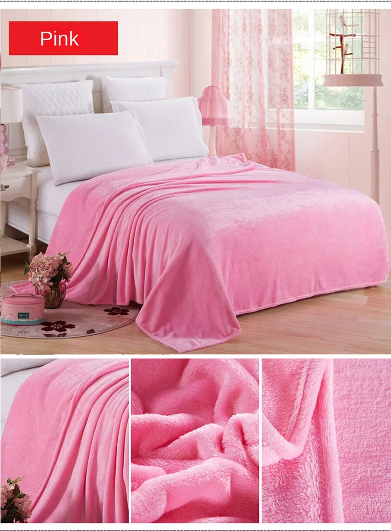 Autumn Winter Coral Fleece Flannel Blanket Single Layer Print Eco-friendly Modern Home & Bedding Use Customizable Knitted details