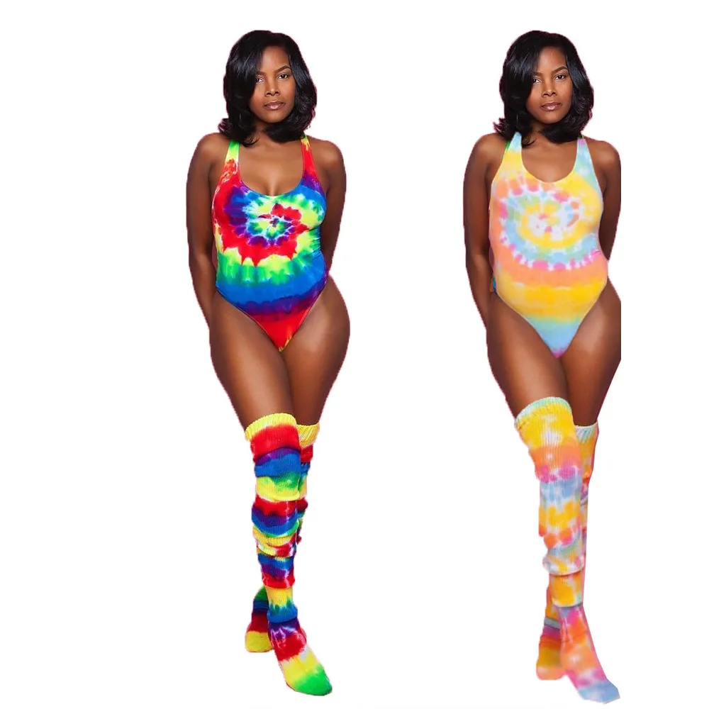 

B9167 Best selling high quality matching color one piece swimsuit for women swimsuit socks bikini bodysuit long sleeve women