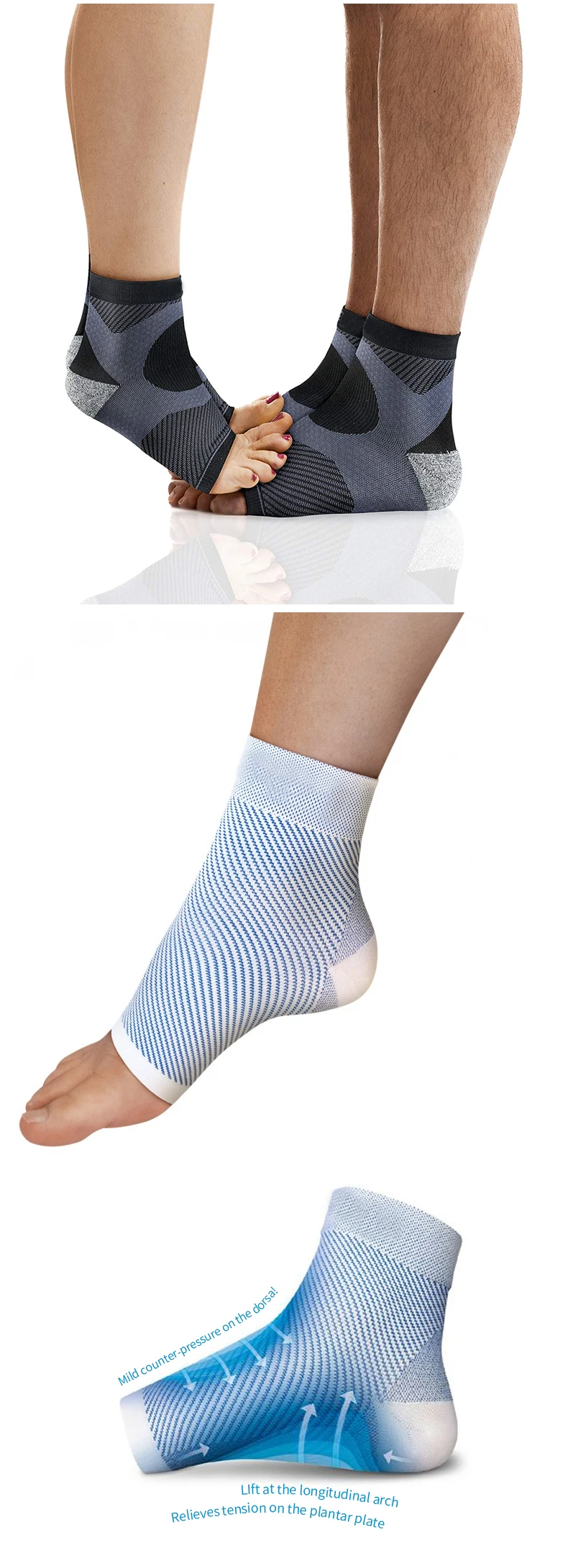 Enerup Plantar Fasciitis Knitted Sleeve Sport Band Tobillera Elastica Support Ankle Foot Orthosis Brace
