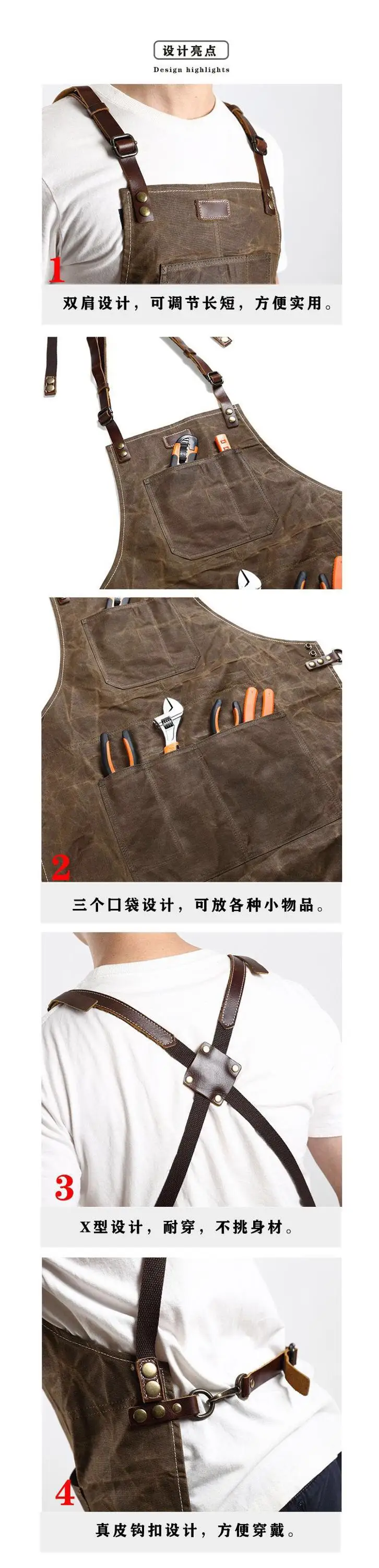 Custom Multifunction Leather Straps Waterproof Barber Canvas Bbq Grill