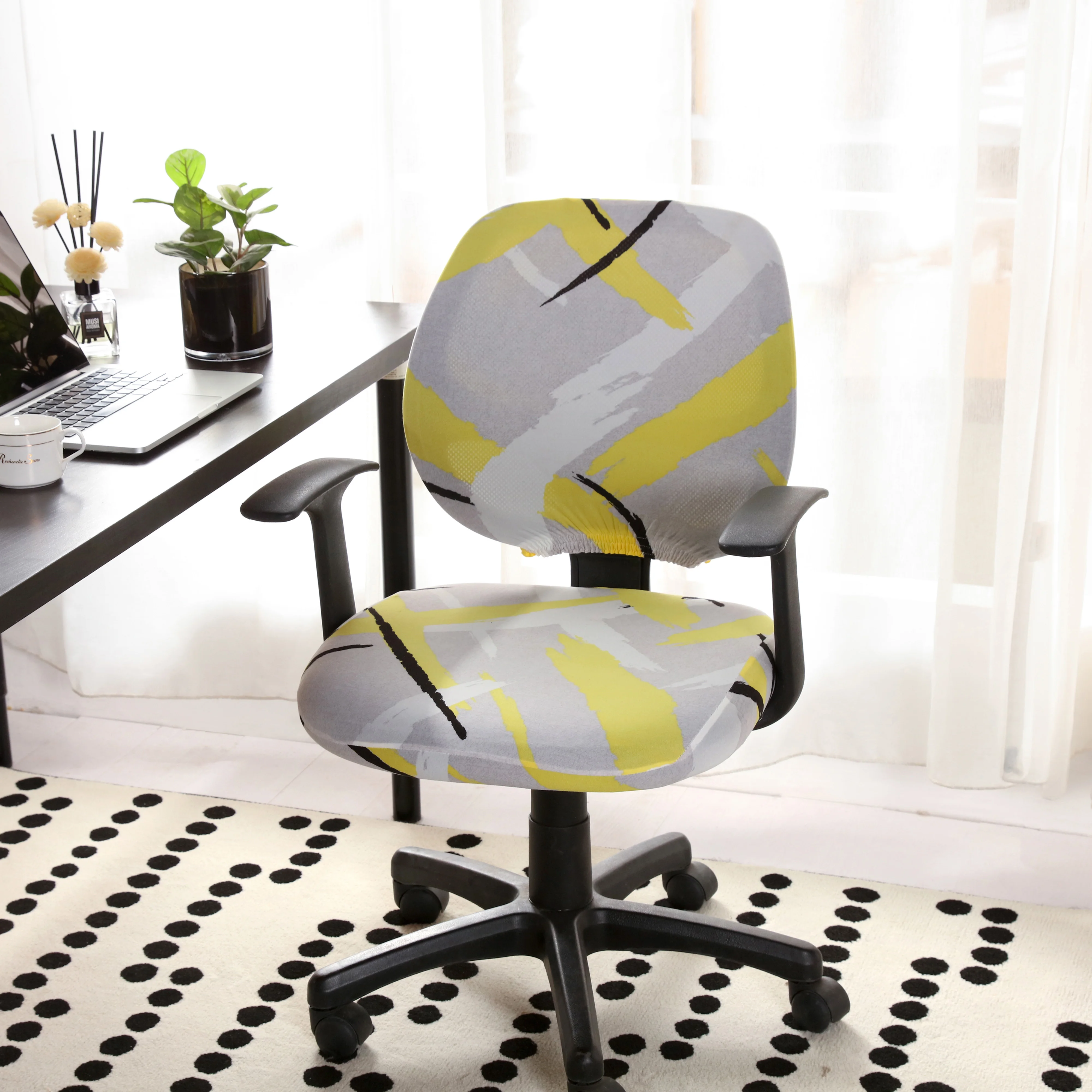 Stretch Printed Computer Office Chair Cover,Removable And Washable Universal Desk Swivel Chair