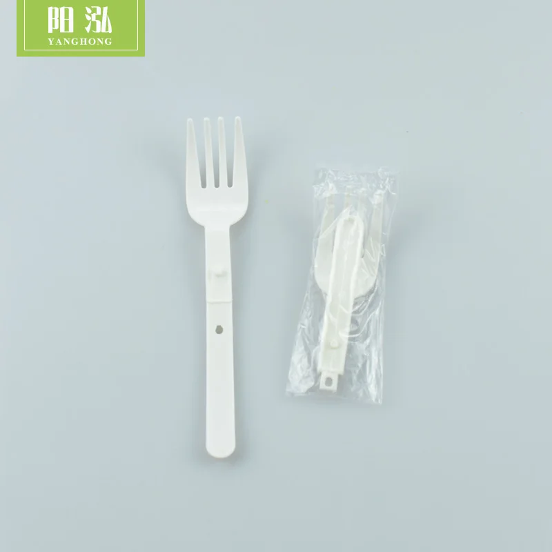 
White plastic collapsible fork high quality for cake, pie, noodle 
