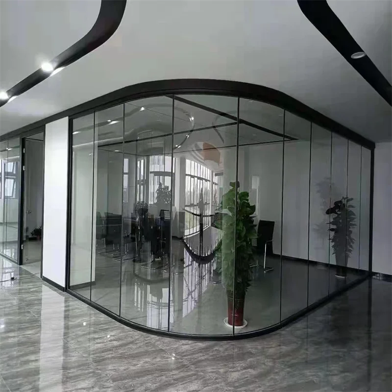 School & Hospital Single Glass Partition | 80mm Aluminum Integrated Frame + 40mm Slim Frame manufacture