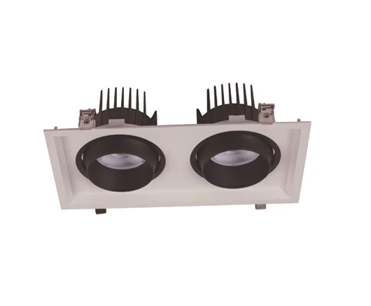 indoor hotel double head grille 20w 30w ceiling dimmable recessed led square adjustable downlight