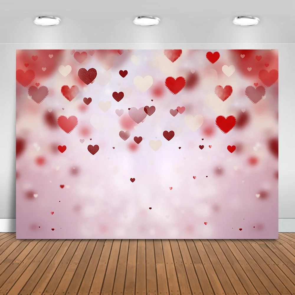 SJOLOON Valentines Day Backdrop for Photography Rustic Wood Wedding Backdrop Red Heart Stage Lighting Bridal Baby Shower Decoration Banner 11811 8x6FT