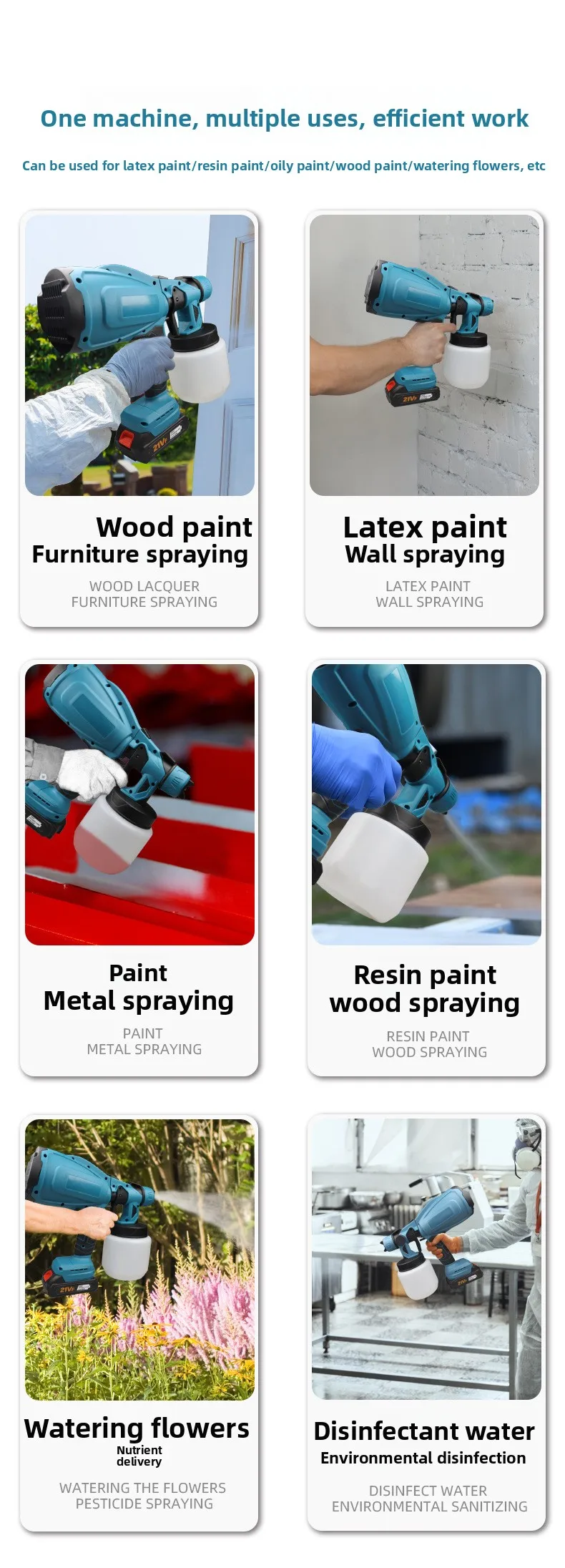 Professional DIY Lithium Battery High Pressure Paint Spray Gun with Brushless Motor 4000PSI Rechargeable 800ml Cup