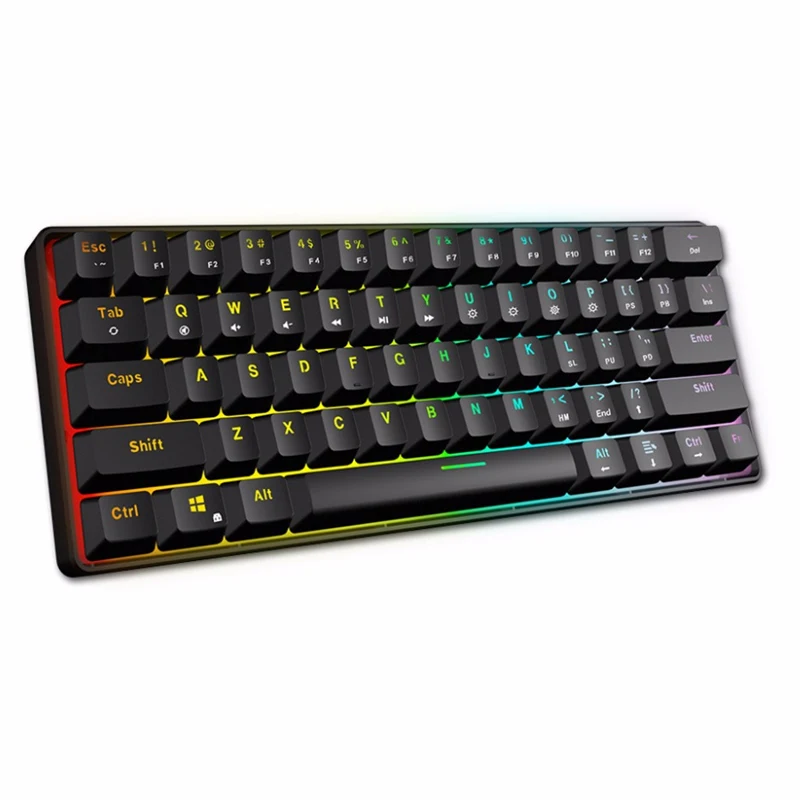 GK61 SK61 RGB Mechanical Gaming Keyboard 61 Keys Multi Color RGB Illuminated LED Backlit Wired Programmable For PC/Mac/Win