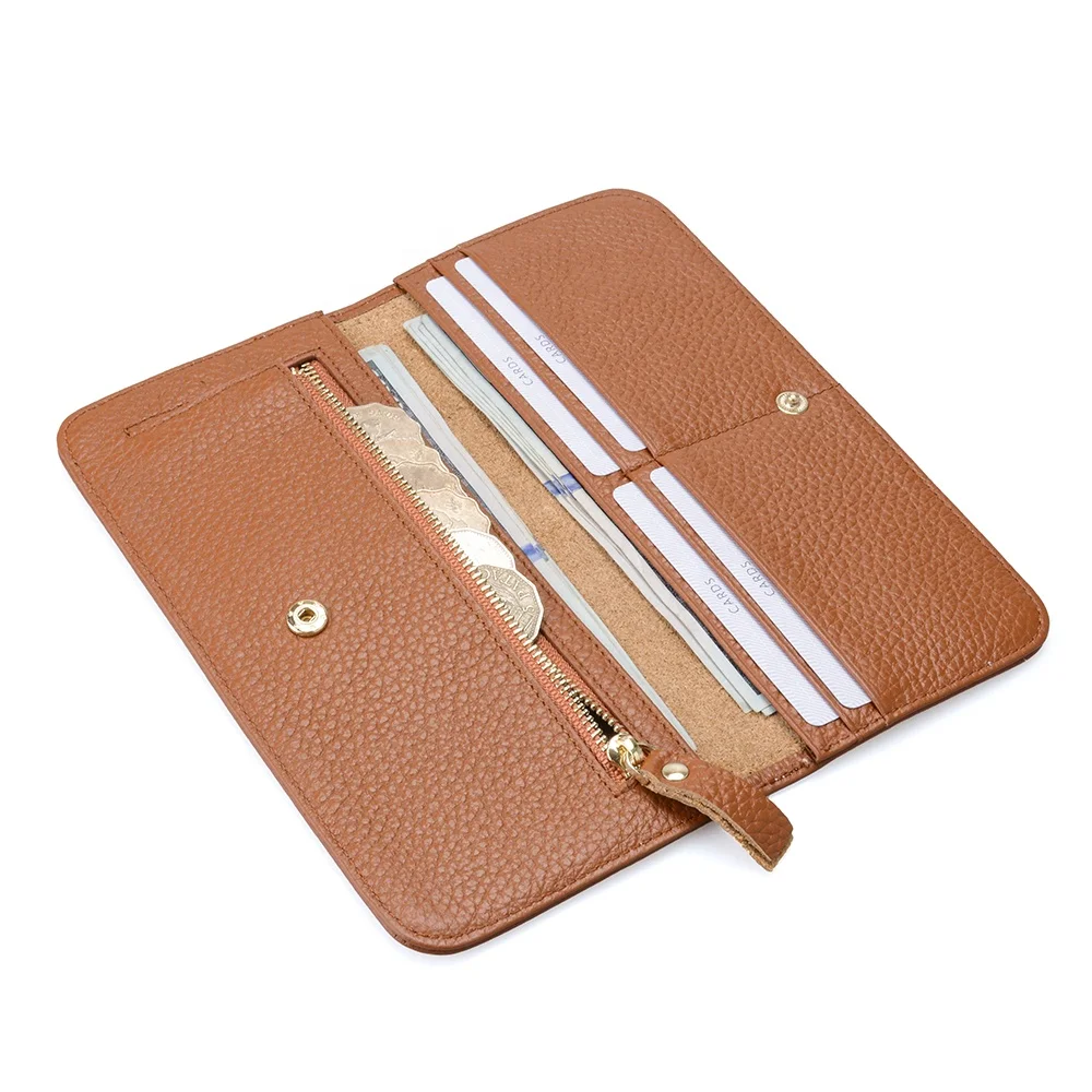 2021女士顶级粒面皮革长款钱包女士零钱包