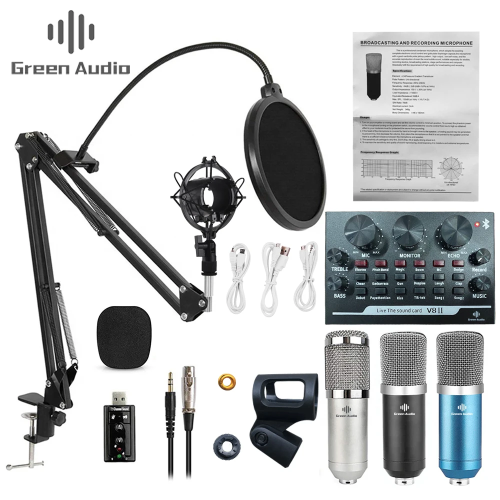 Bm800 Professional Condenser Microphone V8 Sound Card Set For cast