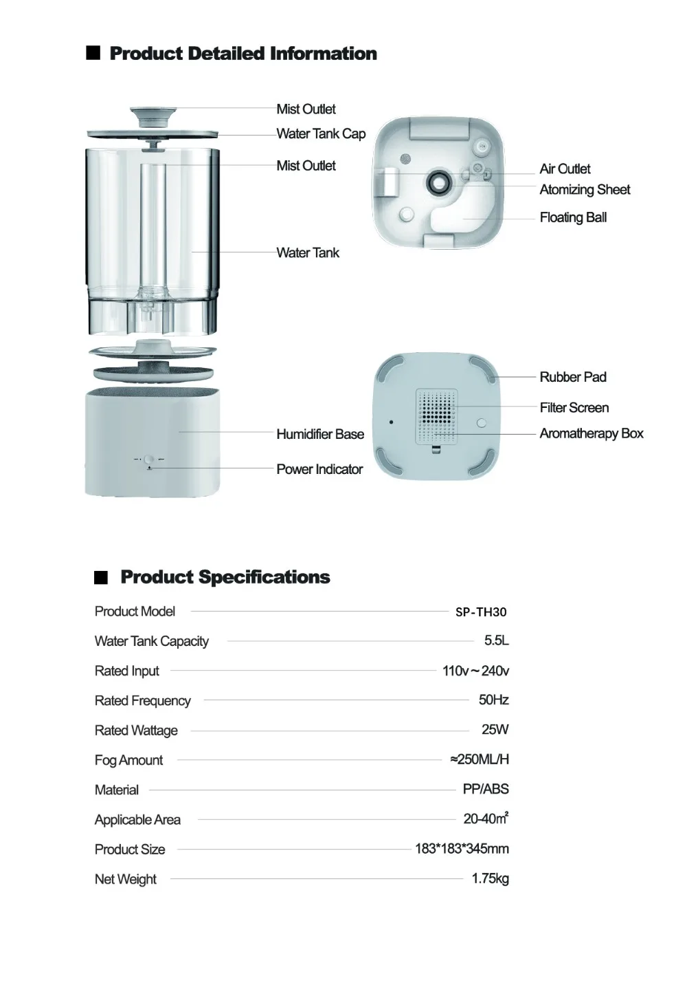Soicare 5.5l Big Capacity Ultrasonic Home Cool Mist Air Humidifier