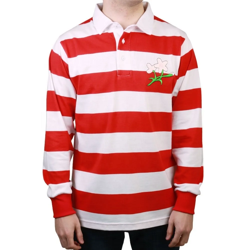 1932 Vintage Rugby Shirt Super Heavy Weight Red And White Striped Rugby Jersey With Embroidered Cherry Blossoms - Buy Japan 1932 Vintage Rugby Jersey,Super Heavyweight Rugby Shirts Product on