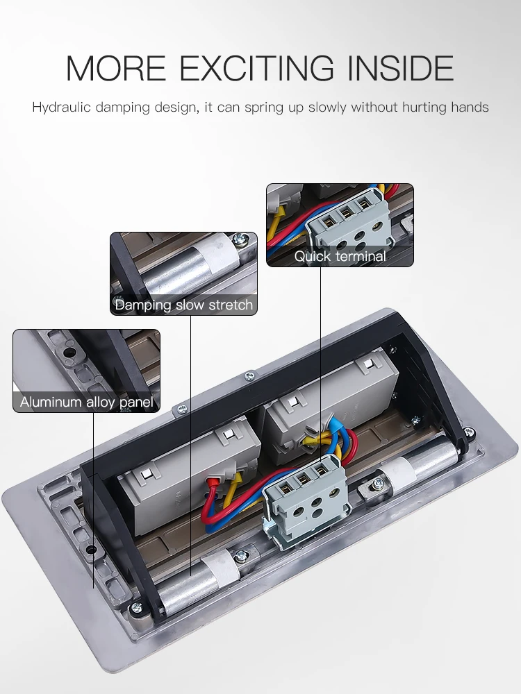 Factory sales gold aluminum alloy multi module embedded table socket