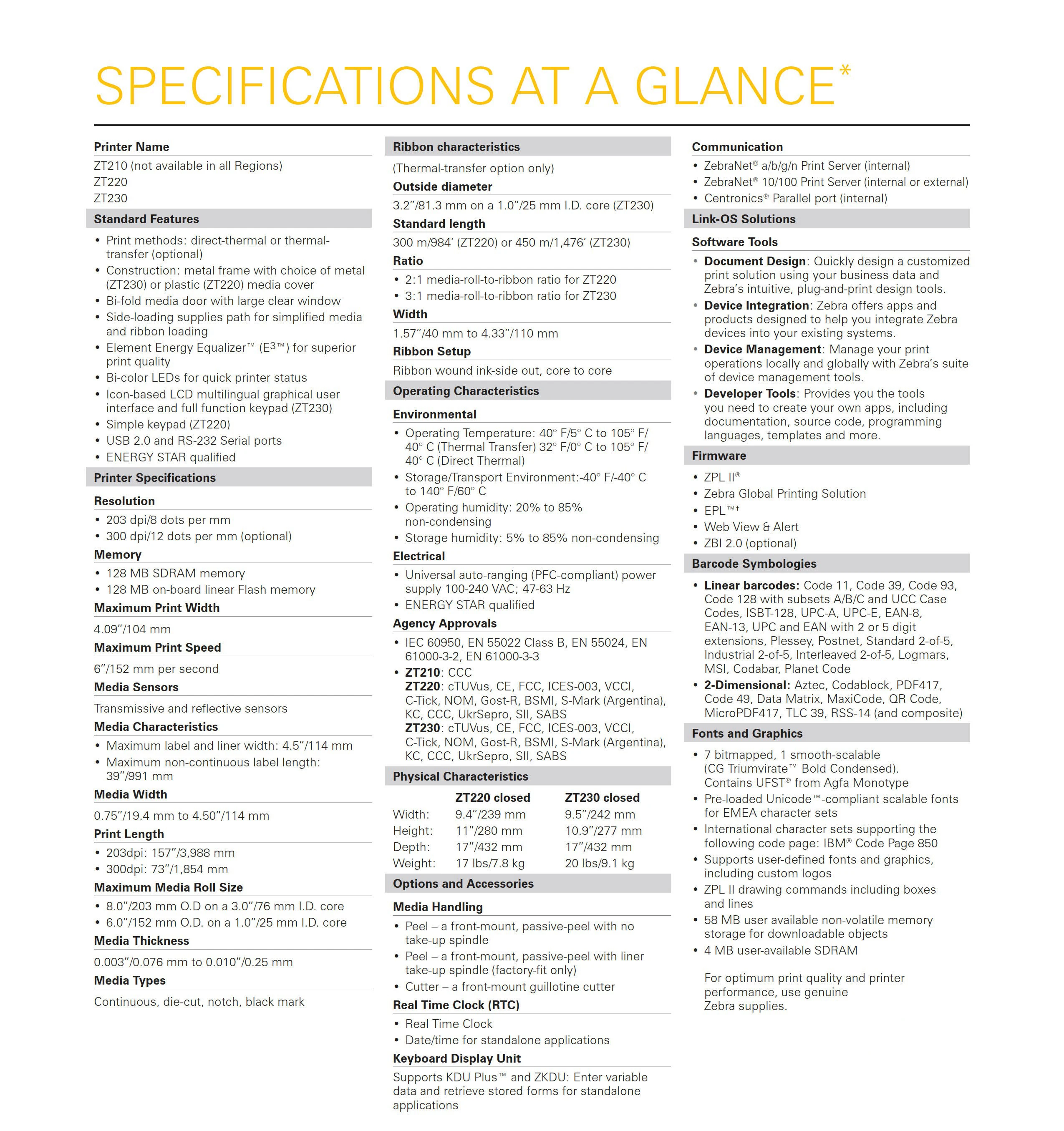 zebra zt230 specification