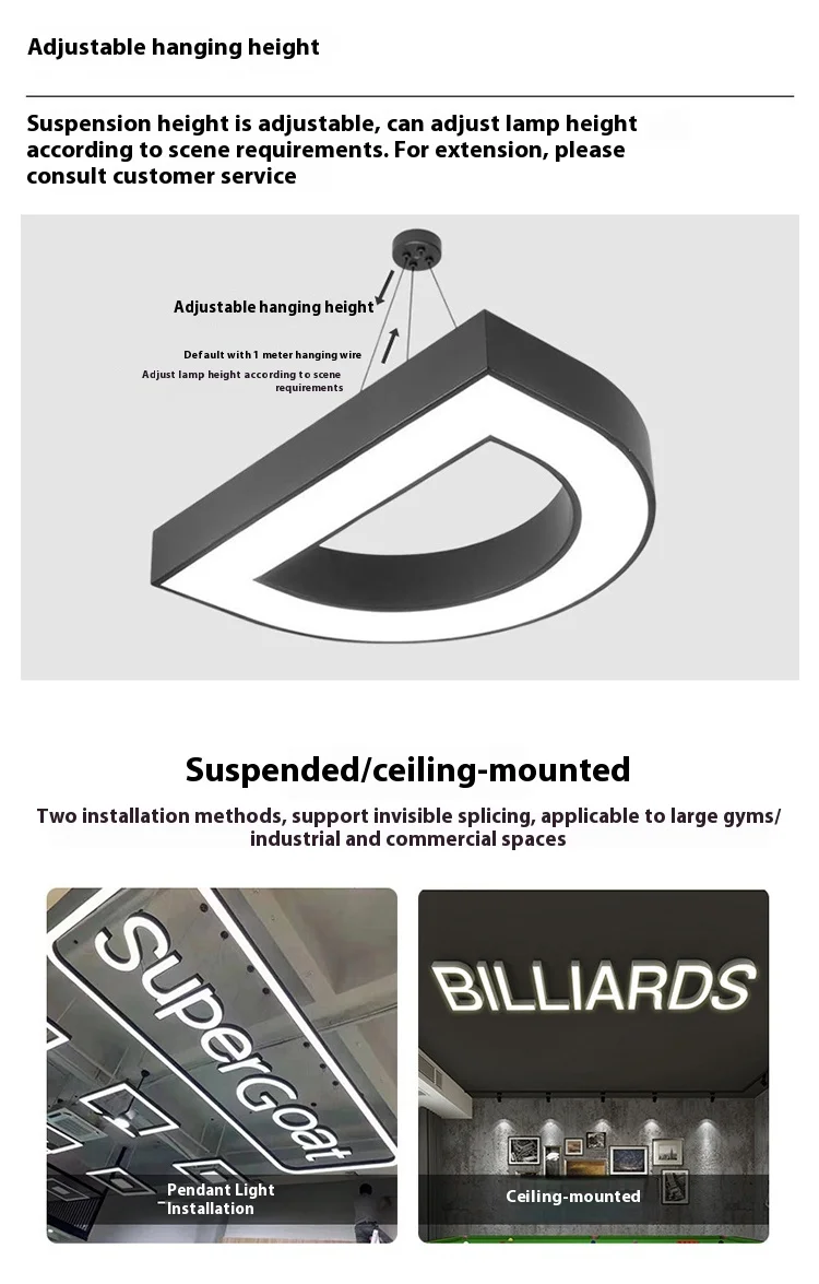 product creative led letter shape pendant light personalized custom gym boxing studio decorative light for living room-17