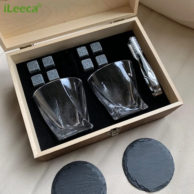 Iiimy Whisky Stones Gift Set 8 Whiskey Rocks + Stylish Wooden Box
