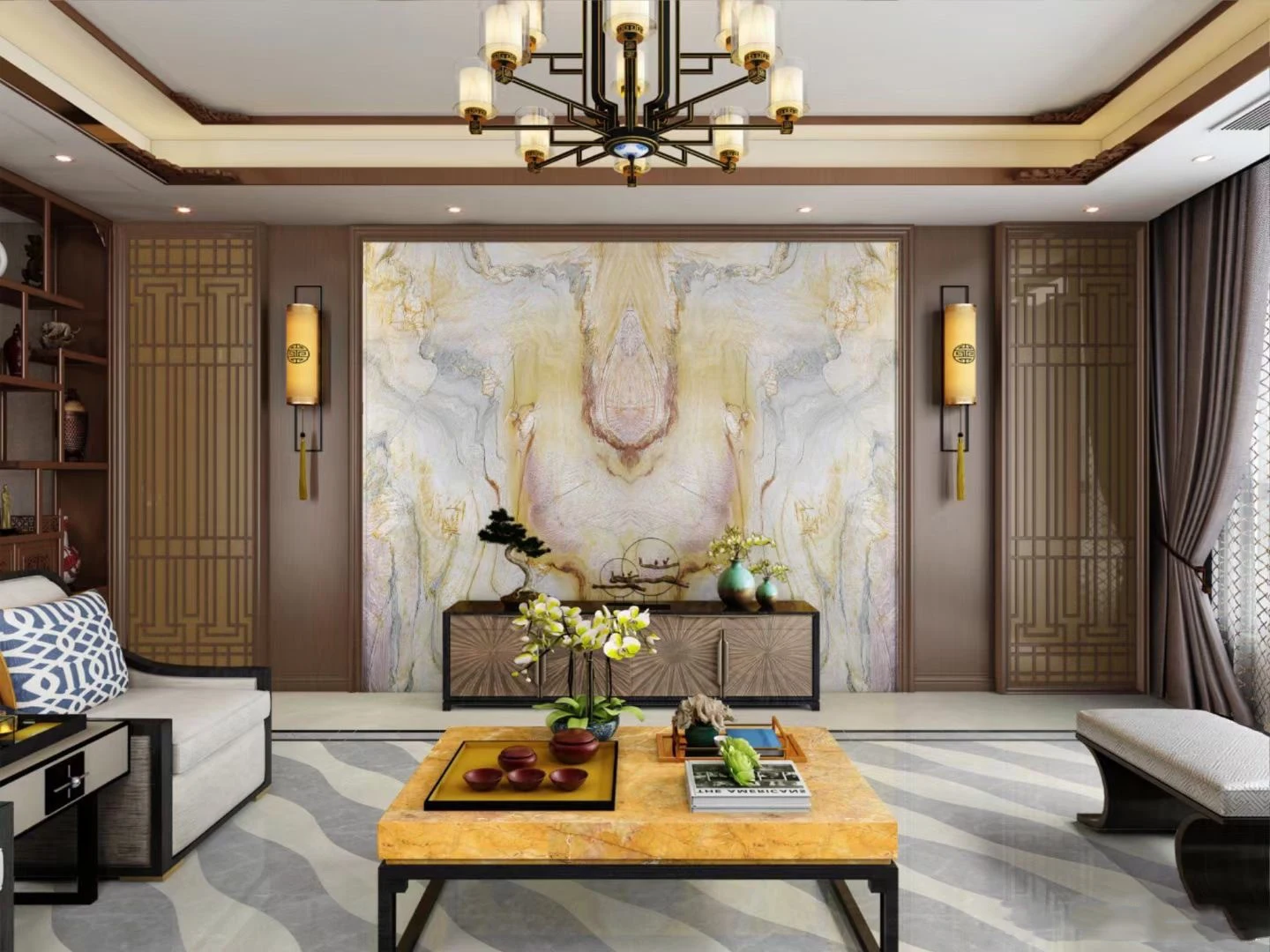 volcano fusion quartz slab wavy gold impression for countertop vanity top dinning table livingroom-5