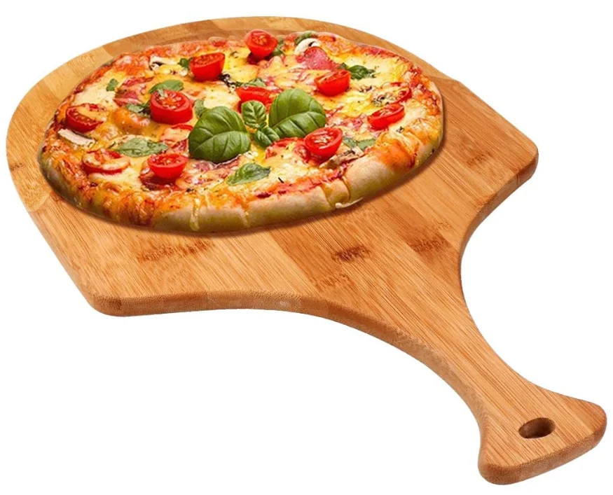Pizza Spatula Paddle Cutting Board Handle .. Premium Natural Bamboo Pizza Peel