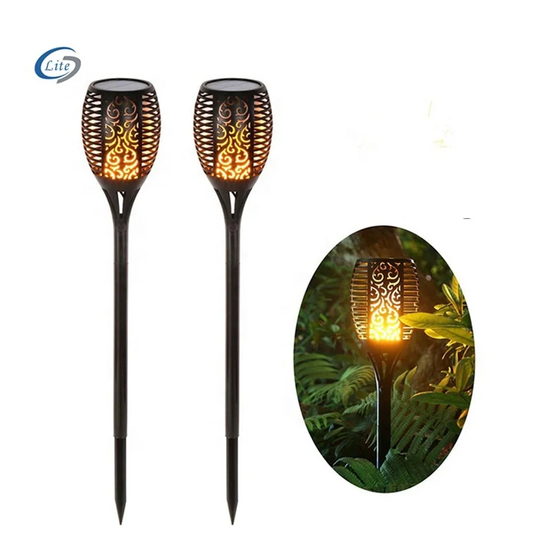 China factory  hot sales holiday outdoor LED solar garden Flame flickering lamp torch light(With USB) with solar panel