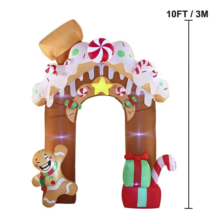 Christmas Inflatable House Arch With Gingerbread And Gift Box For