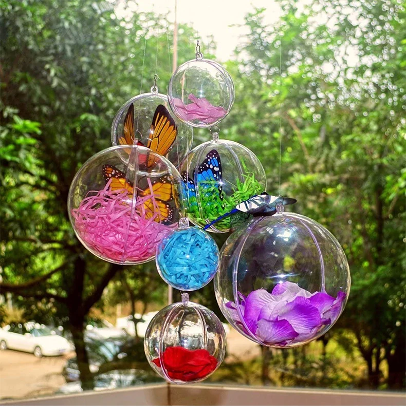 2020 New Transparent Plastic Ball Ornament Hollow Sphere Snap on Ball 
