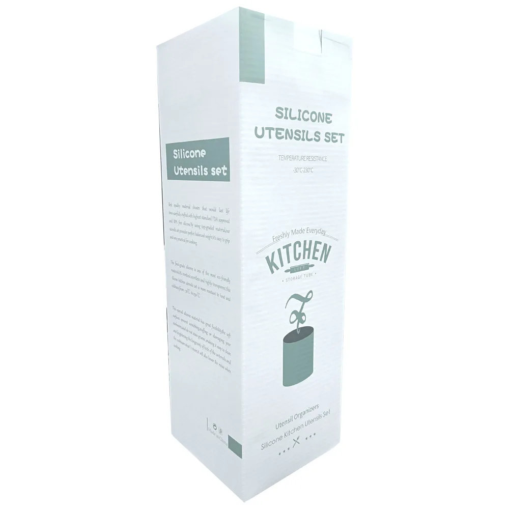 product new milky white wooden handle silicone kitchenware set non stick cooking spatula set-7