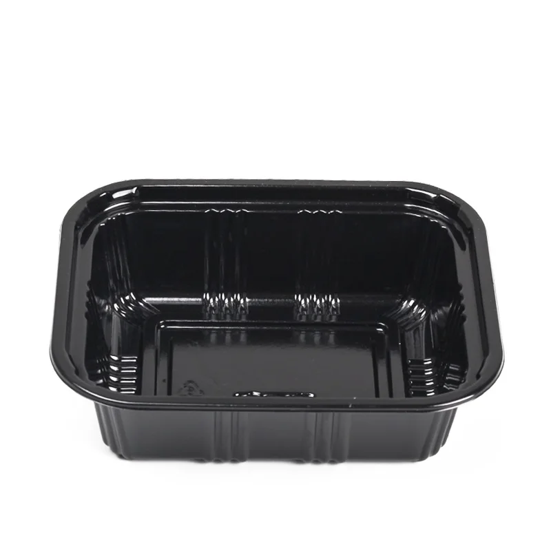 Eco friendly black plastic rectangle food container / disposable sushi box plastic storage box