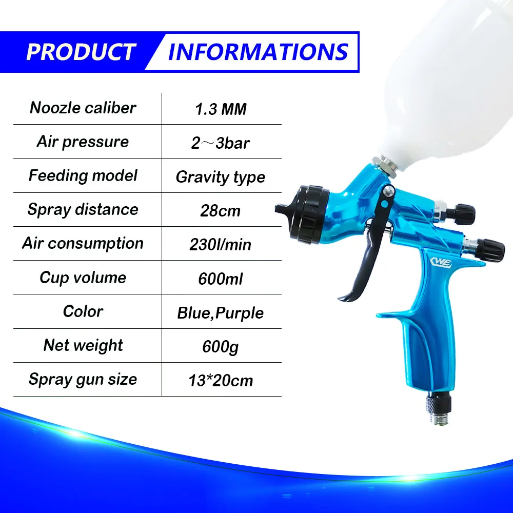 Paint Sprayer Spray Gun 1.3mm Stainless Steel Nozzle Air Spray Gun