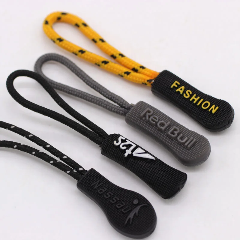 Guangdong Factory Custom Embossed Logo Leather Replacement Zipper Pulls