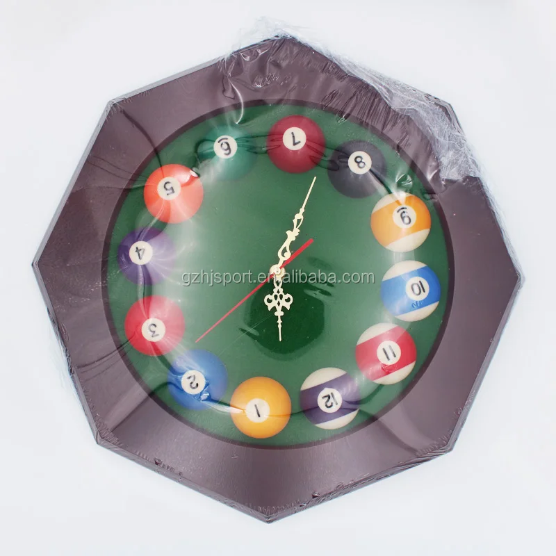Billiard Clock Octagon Cherry Frame St Green Felt 