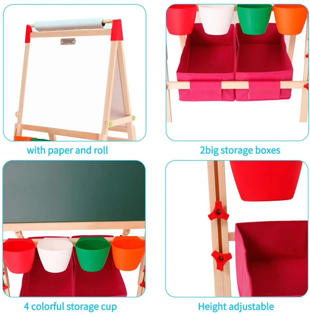 Art Easel Set Chalkboard Wooden Frame Standing Easel Art Easel Adjustable Portable