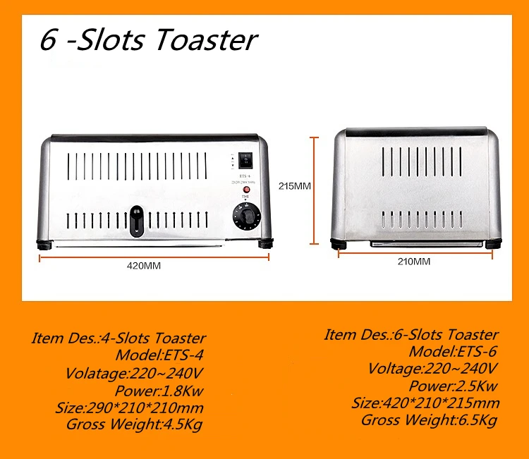 Commercial Toaster Machine Bread Toast Heater Breakfast Machine Hotel