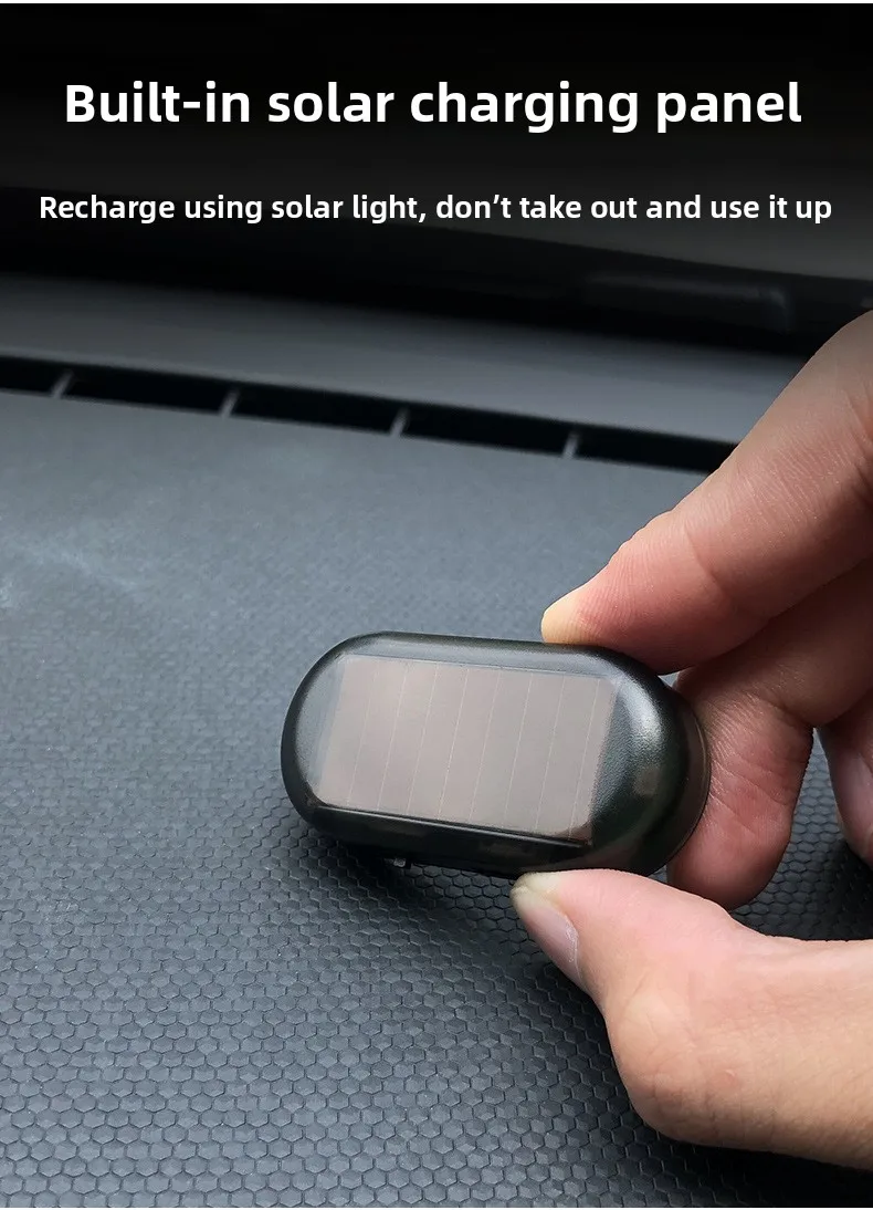 Solar-Powered LED Decorative Anti-Theft Strobe Lights Red Blue Wiring-Free Warning Lights Car LED Flash Warning Light