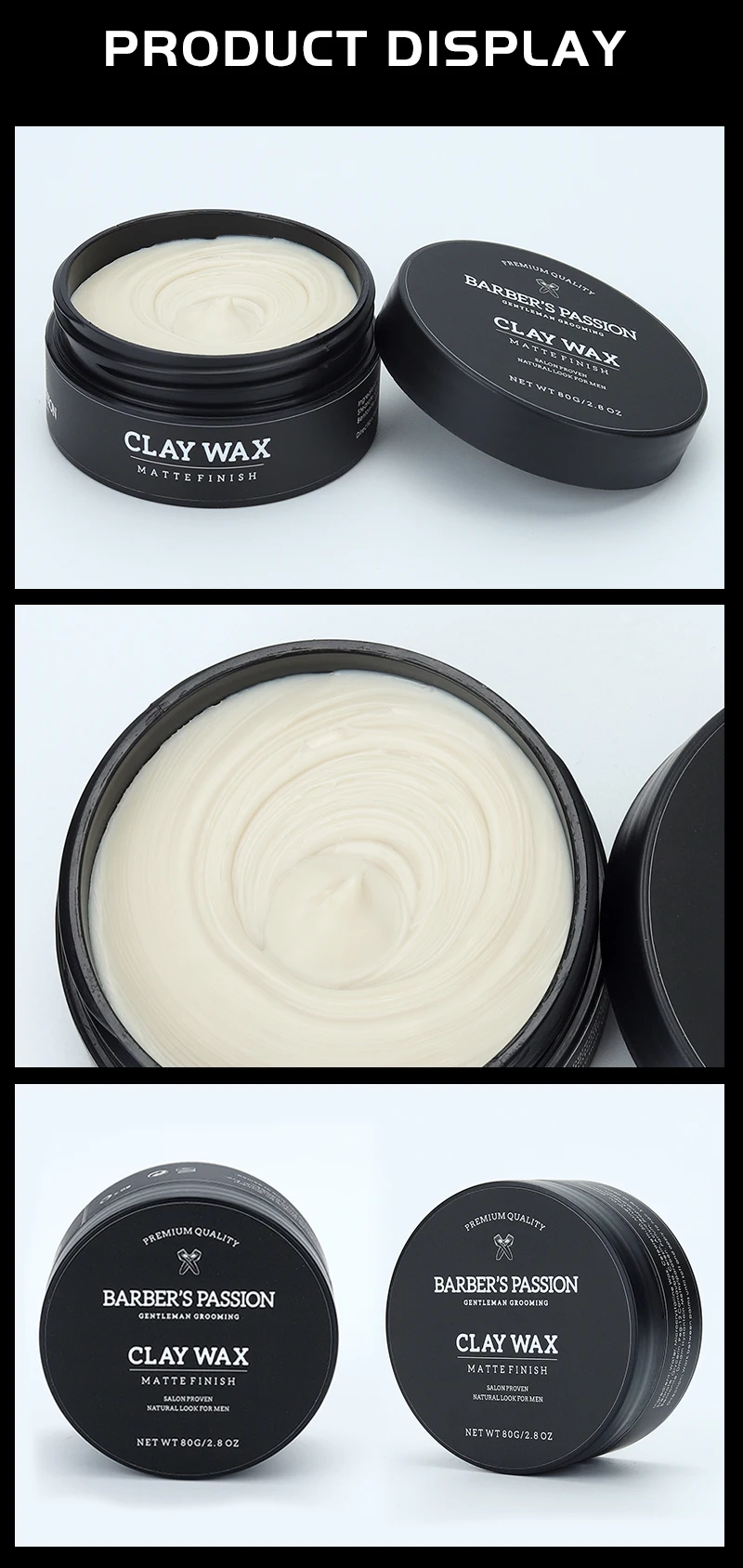 Barberpassion Strong Hold Texture Hair Styling Clay Wax Without Alcohol