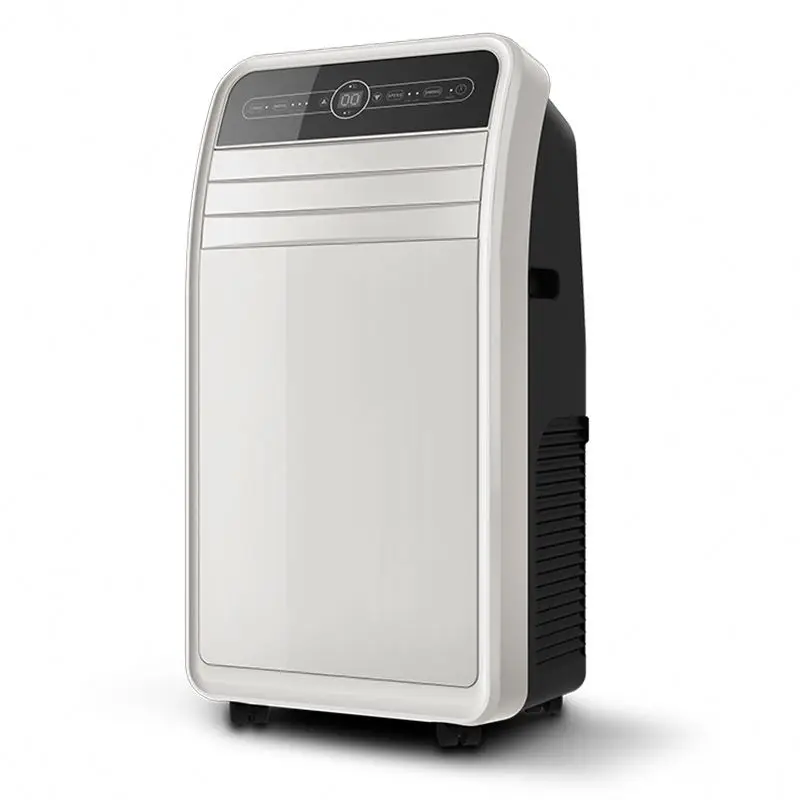 Midea Duo 14000 BTU portable air conditioner with integrated dual-hose setup in a modern apartment window