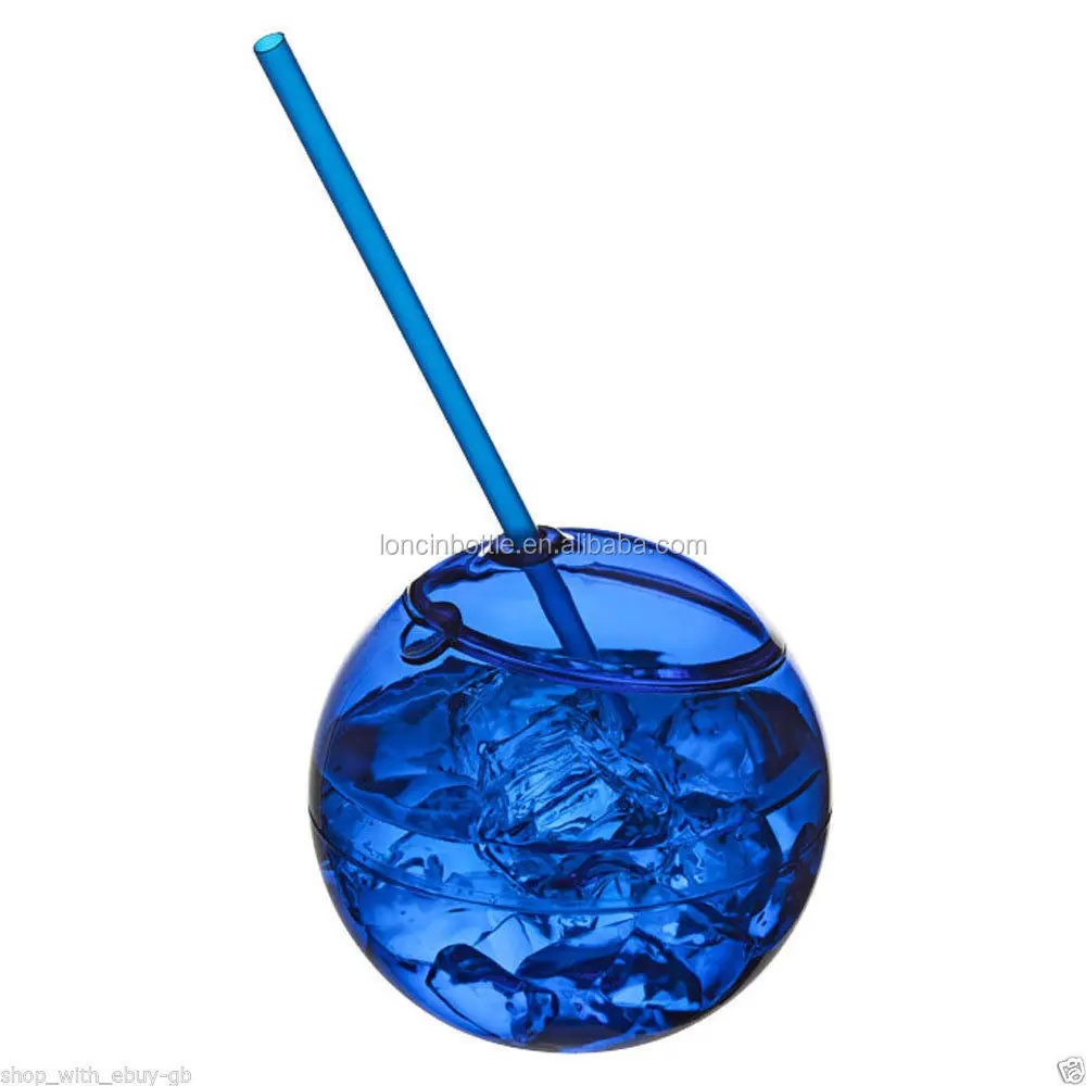 20 Oz Disco Ball Drinking Cups With Straw Plastic Round Shape Tumbler