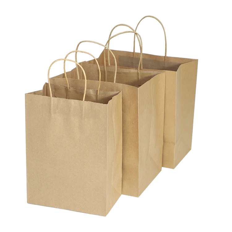 Customized Logo Wholesale Cheap Brown Shopping Packaging Kraft Paper Gift Bags In Bulk With ...
