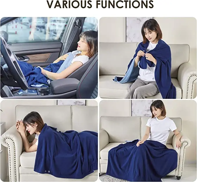 Full Body 12v Rechargeable Battery Electric Heated Car Blanket Usb