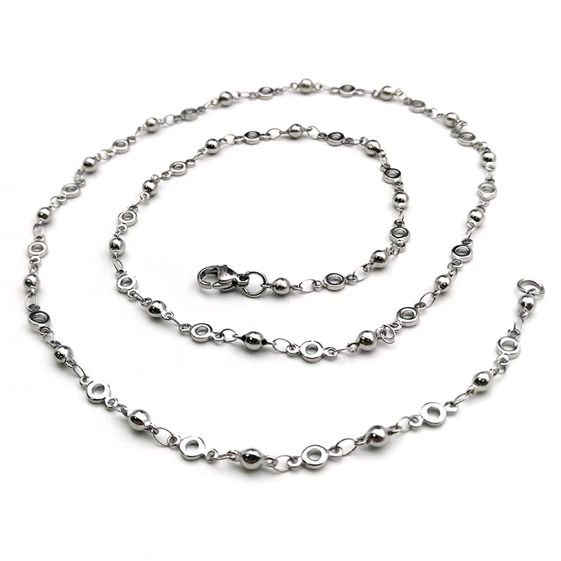 product-Stainless Steel Colored Round Ball Beads Link Circles Chain Necklace-BEYALY-img