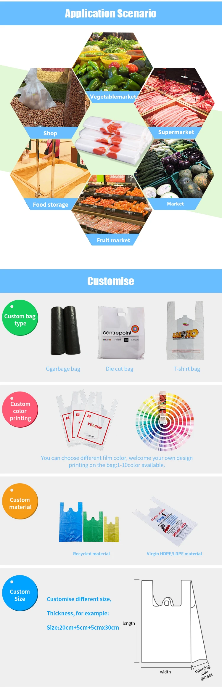 print your company logo corn starch degradable plastic t shirt bag
