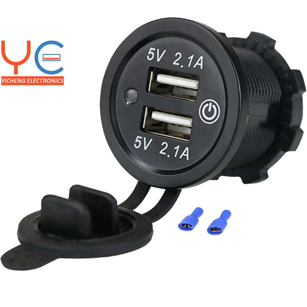 Dual Port 2.1a 4.2a 12v 24v Universal Car Usb Charger With Touch Button ...