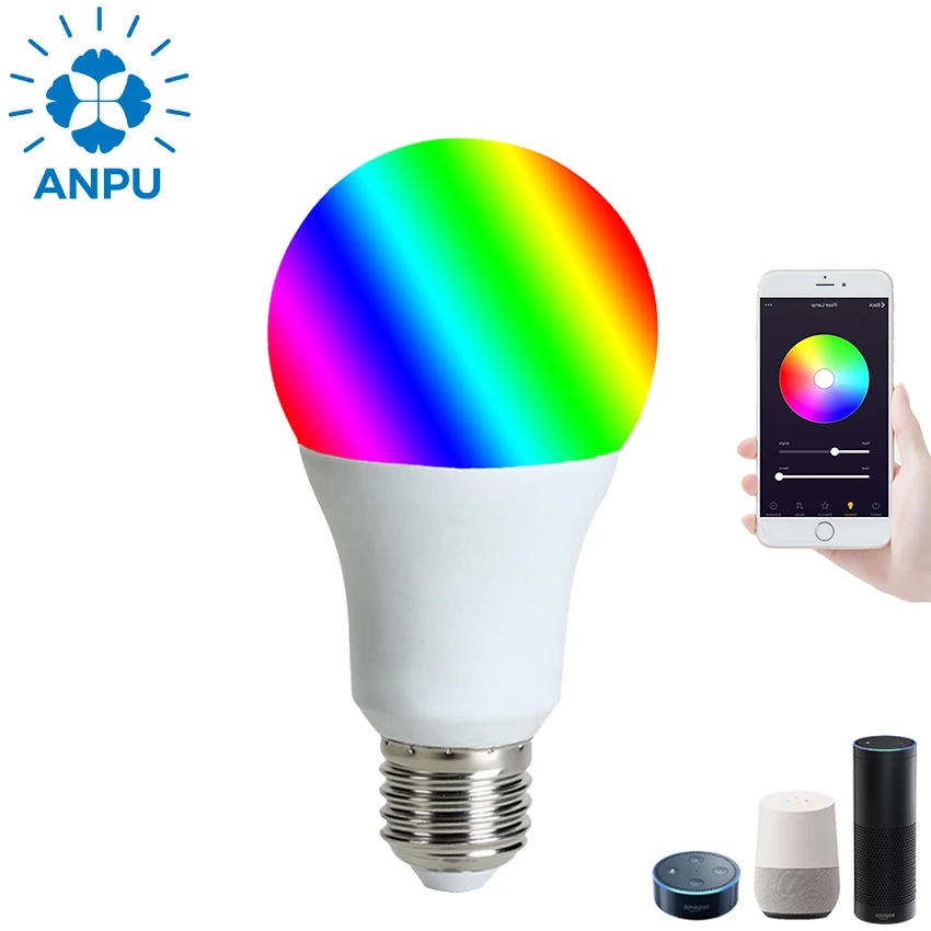 9W 800lm E26/E27 Base Smart Led Light Bulb Wifi RGB 2700K-6000K Dimmable Smart Bulb Wifi Alexa