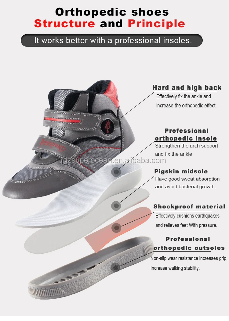 Princepard Orthopedic Kids Shoes Pink Gray Children Sport Clubfoot