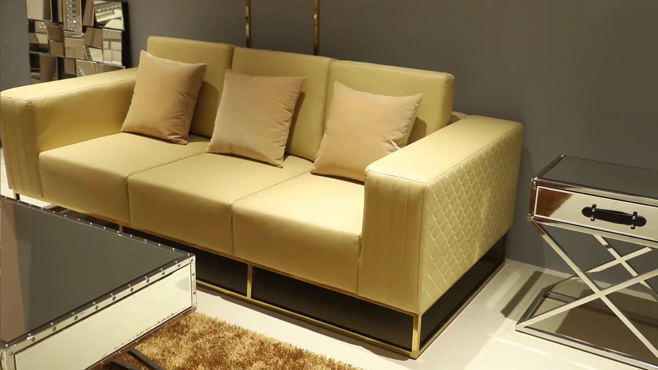 Rivet Style Stainless Steel Base Mirrored Bed Side Table X Base Mirror One Drawer End Table