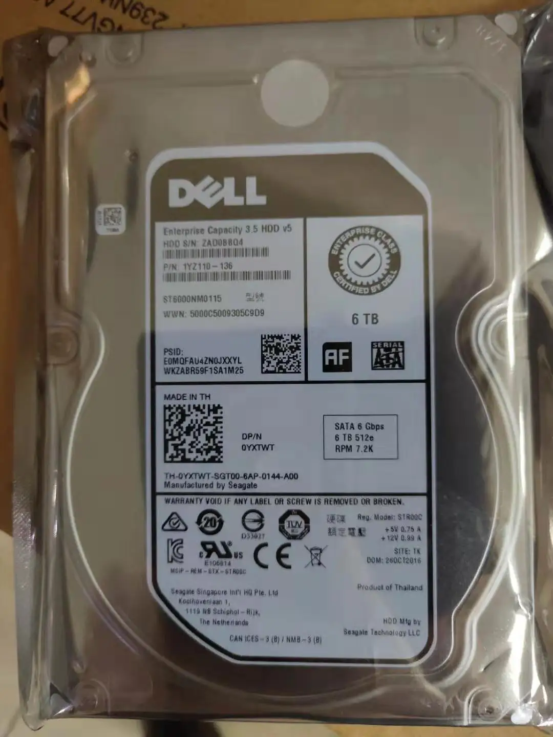 Original Dell 6tb 7.2k 3.5 Sas 6gb Server Hdd Hard Disk Drive 