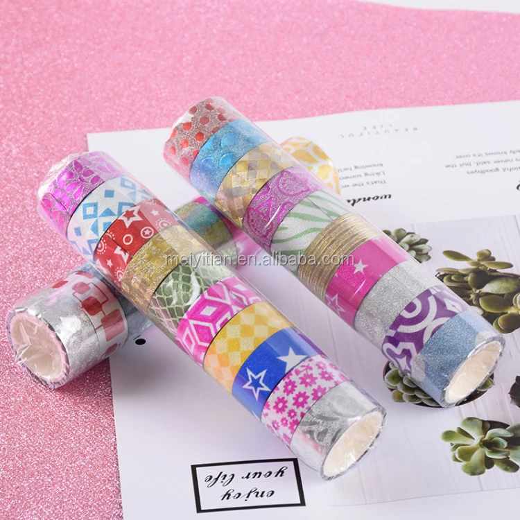 Mixed Milisten 60 Rolls Glitter Washi Tape Set Decorative Masking Tape DIY Art Craft Gift Wrap for Decorating Scrapbook Journal Planner 3m