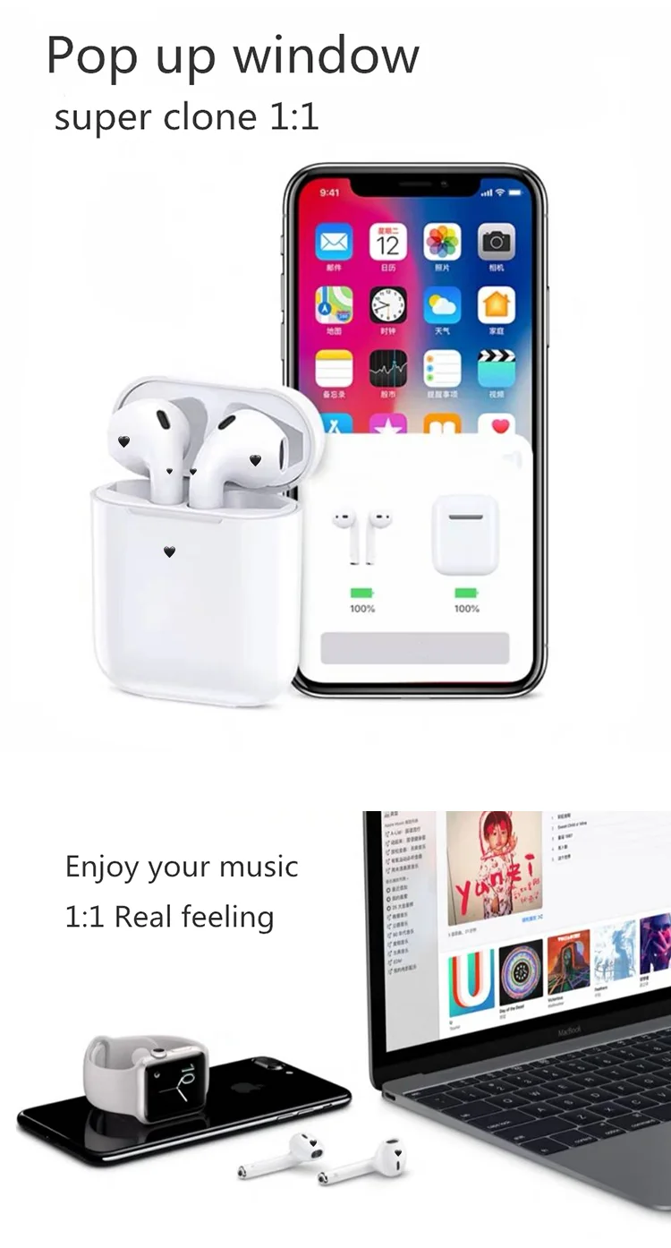 Best Quality Original Touch Control Clone Supercopy Super Copies 2nd Generation Tws 1:1 Appling Airpoding 2 Earphone Earbuds - ANKUX.COM